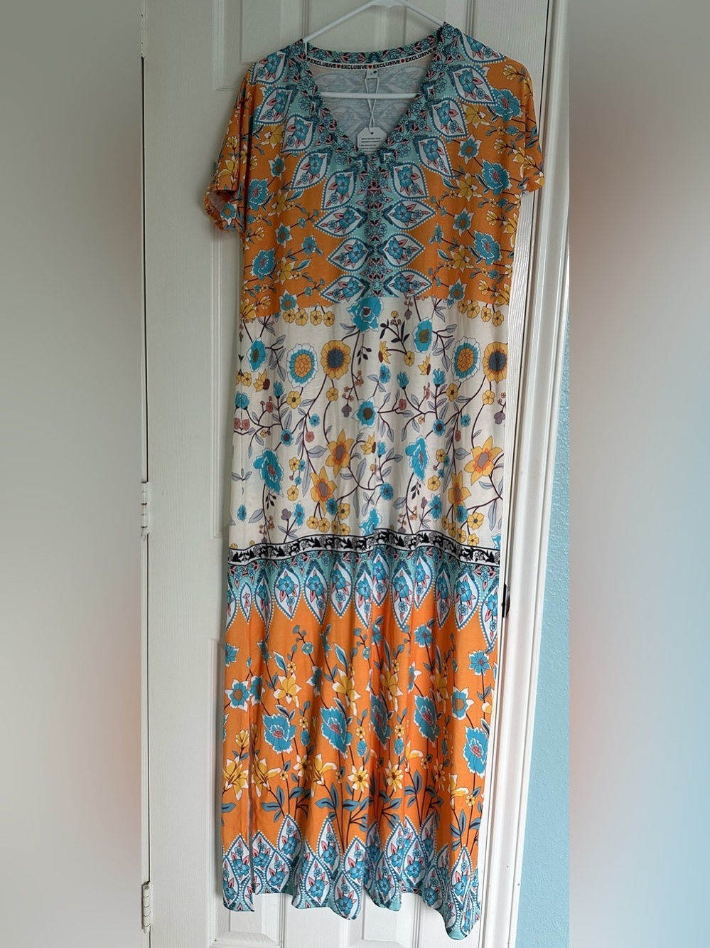 bohemian-style floral and paisley print maxi dress by Made with Love size Large